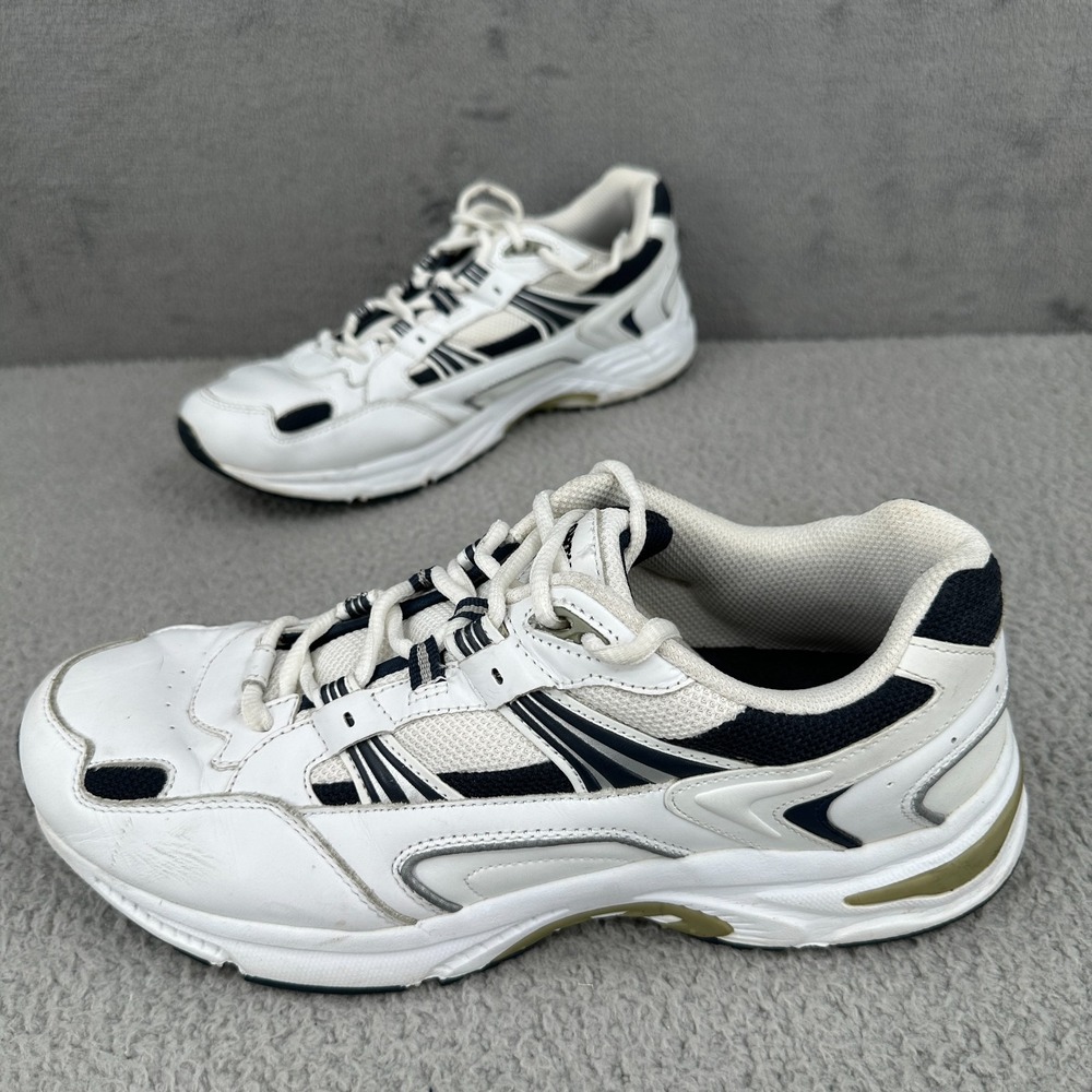 Orthaheel Walker Mens Size 12 White Navy Leather Walking Shoes Motion Control